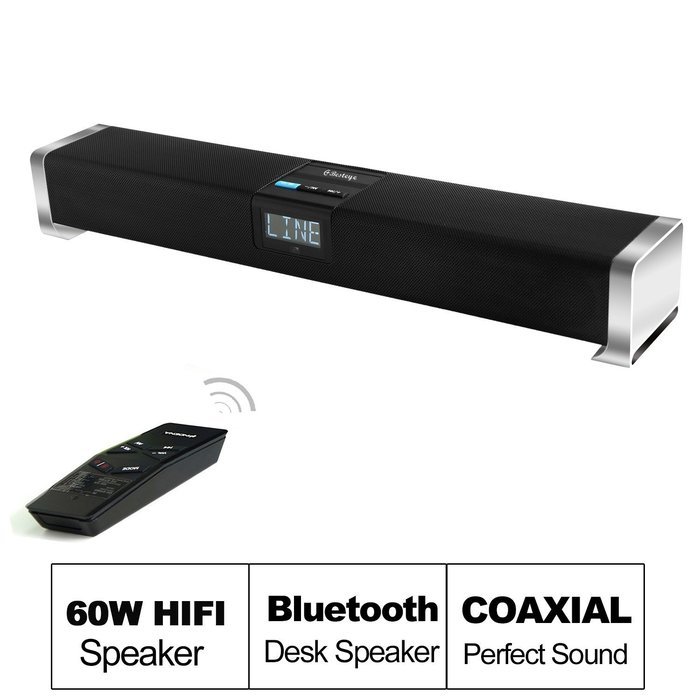 Besteye Indena Wireless Bluetooth Sound Bar Speaker 60W HIFI Speakers with IR Remote Control Coaxial Input 2.1... N6