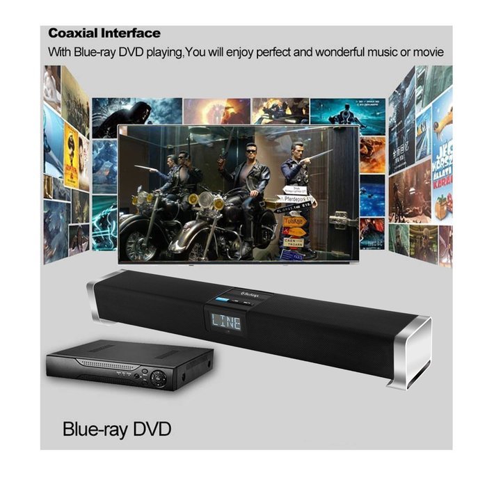 Besteye Indena Wireless Bluetooth Sound Bar Speaker 60W HIFI Speakers with IR Remote Control Coaxial Input 2.1... N7