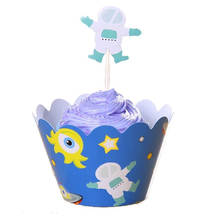 BETOP HOUSE Space Series Astronaut Alien UFO Cake Cupcake Topper Wrapper Kit for Birthday Party