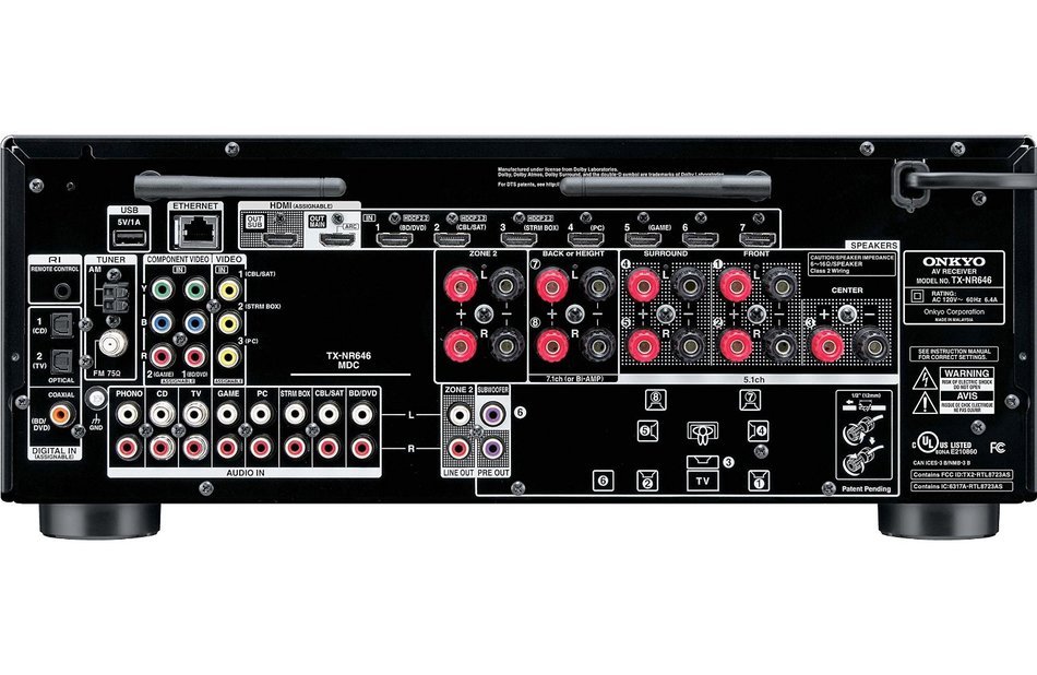 Onkyo TX-NR646 7.2-Channel Network A/V Home Theater Receiver + (1) Polk Audio CS10 Center Channel Loudspeaker N3