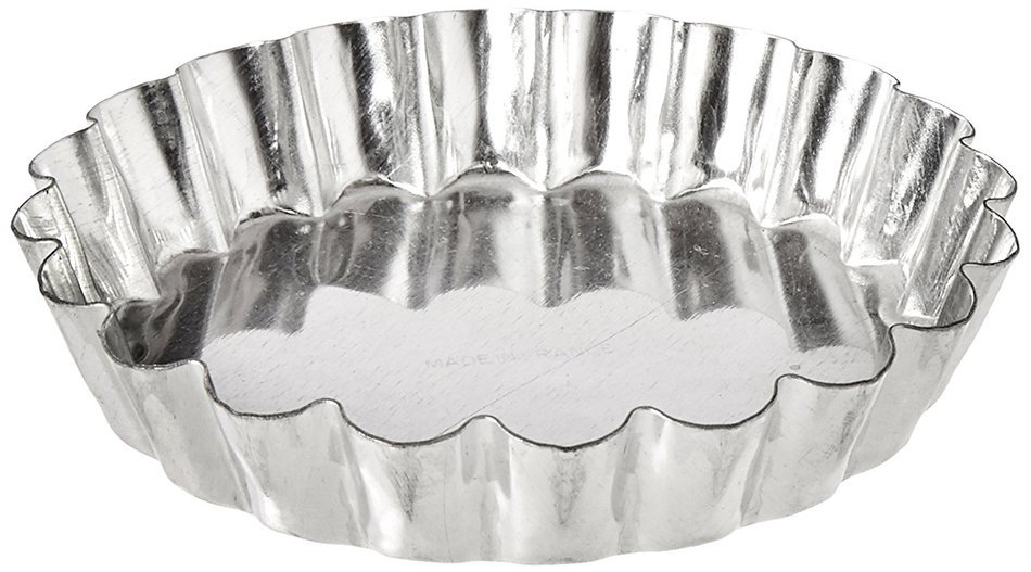 SCI Scandicrafts Fluted Tart/Quiche Mold, Fixed Bottom 4-5/8-inch Diameter, Tinplate