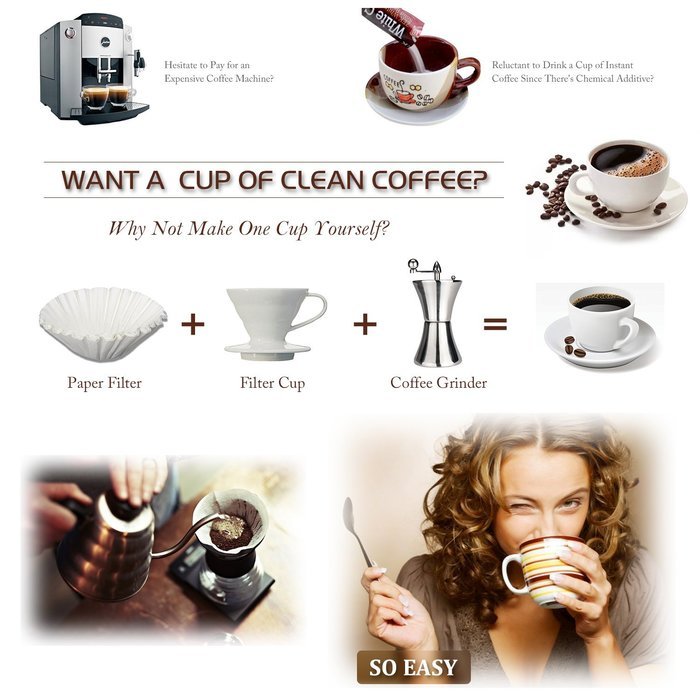 Manual Coffee Grinder, Stainless Steel Hand Coffee Bean Grinder, Personal Bur Grinder, Coffee Burr Mill, Espresso... N2