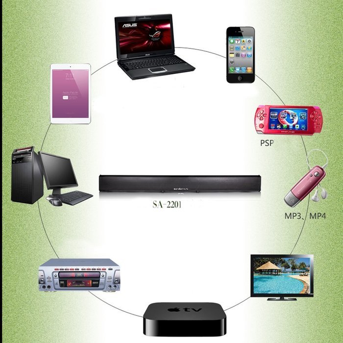 INHDBOX Home Cinema Speakers 2.1 Bluetooth Soundbar with Integrated Subwoofer for TV or Receiver N7