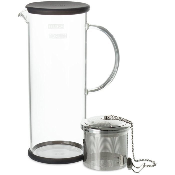 FORLIFE LUCENT Glass Iced Tea Jug with Capsule Infuser, 48-Ounce, Charcoal N8