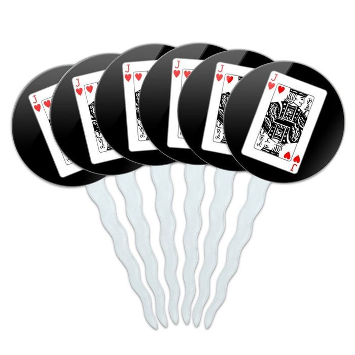 Set of 6 Cupcake Picks Toppers Decoration Gambling Track Cards Poker - Horse Racing Race Jockey N12