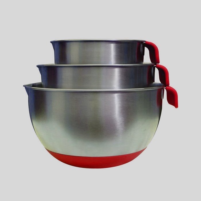 Stainless Steel Kitchen Mixing Bowls Utensils with Handle and Spout, Set of 3