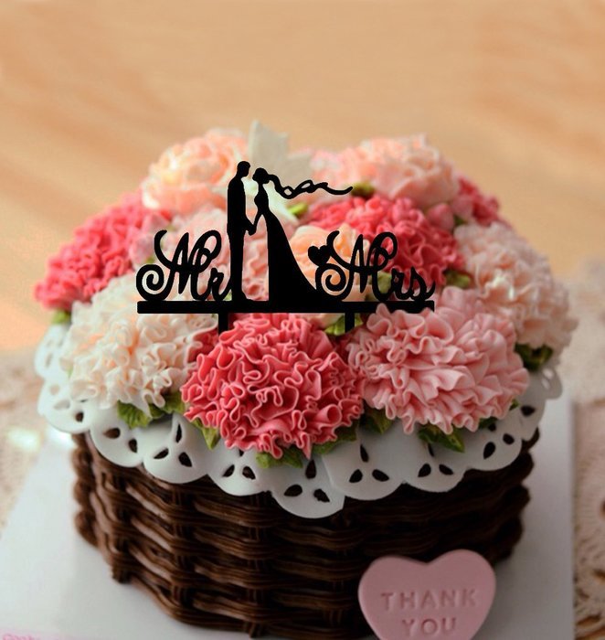 Ecape Wedding Cake Toppers Acrylic Bride and Groom Bridal Cake Toppers with Art Words Mr and Mrs for Cake Decoration N15