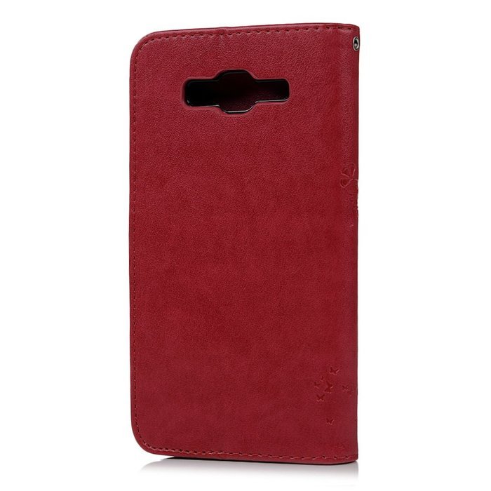 J7 Case,Samsung Galaxy J7 Case (2015 Version) - Wallet Embossed Butterflies Tree Premuim PU Leather Soft TPU Inner... N6