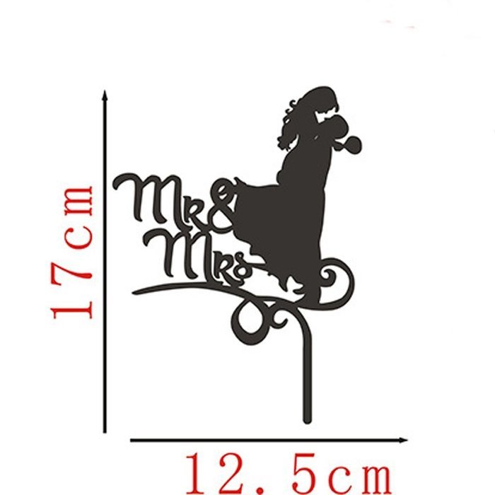 Ecape Wedding Cake Toppers Acrylic Bride and Groom Bridal Cake Toppers with Art Words Mr and Mrs for Cake Decoration N22