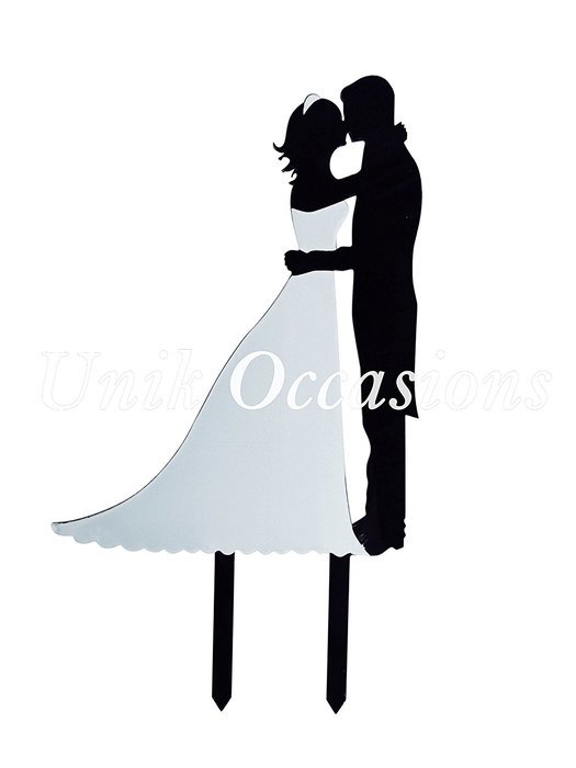 Bridal Couple Silhouette Acrylic Cake Topper N2