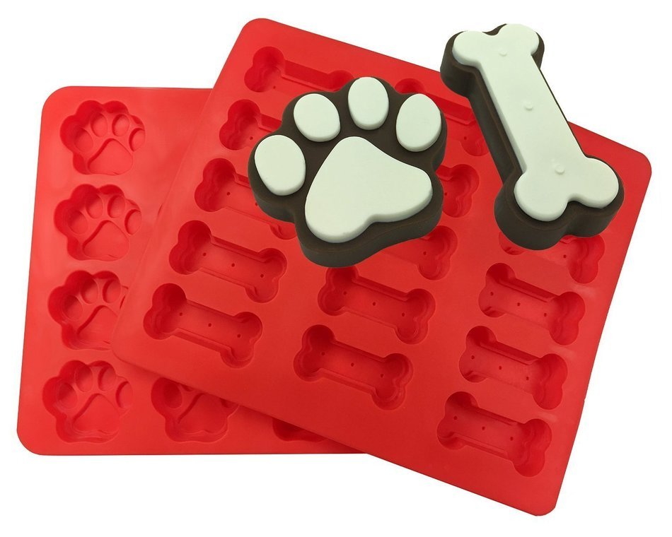 HUAL 2-Pack Food Grade Silicone Dog Paw and Bone Baking Molds