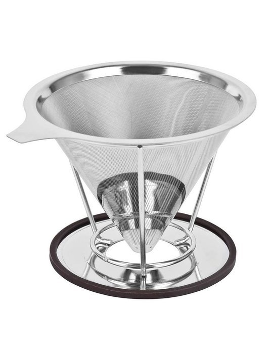 Sykting Pour Over Coffee Filter Cone Stainless Steel Dripper and Scoop with Bag Clip Set Reusable Double Layer... N2