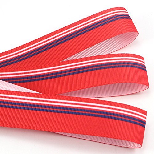 25mm Multi colors option Grosgrain Ribbon Printed patchwork Hairbows Accessory (Red 5y)