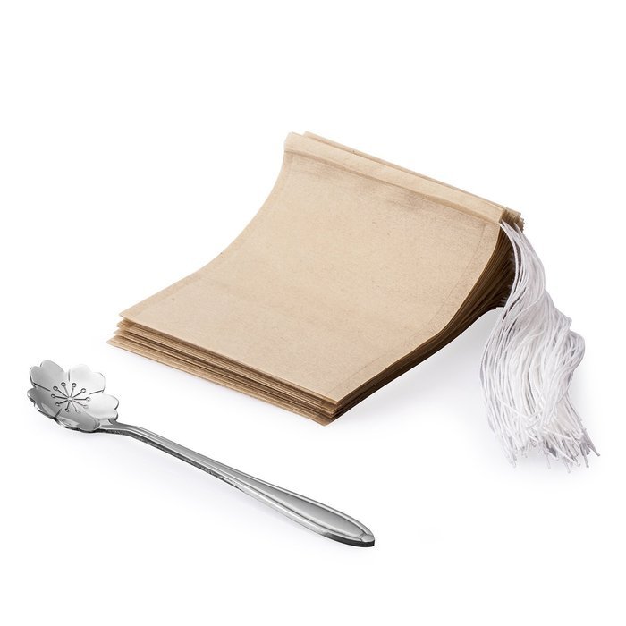 MIAOMIAO 100 count unbleached tea filter bags and Stainless Steel Tea spoon Set , 【safe and natural material】... N5