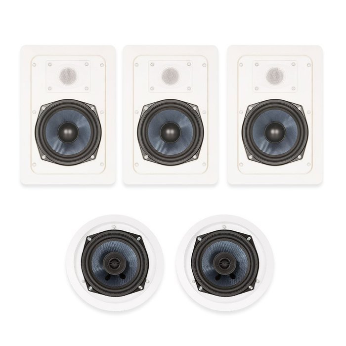 Blue Octave BH-525 In Wall and In Ceiling Speakers Home Theater Surround Sound 5 Speaker Set