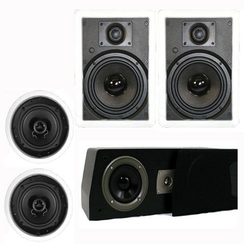 Theater Solutions 5.1 Home Theater 4 Speakers Set with Center 10" Powered Sub and More TS5C6WC51SET4 N2