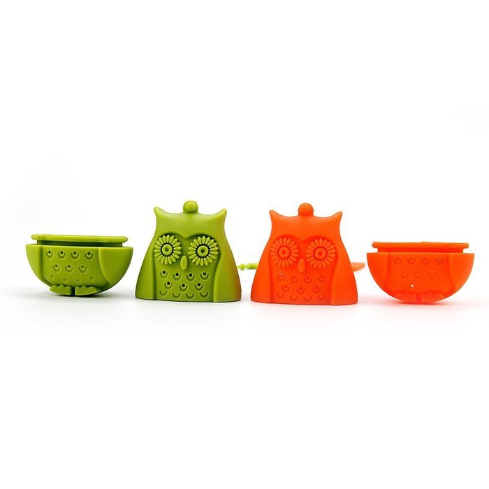 2pcs Silicone Mini Owl Tea Bag,Ezeso Reusable Tea Filter Infuser Strainer for Coffee Herb Punch (Red + Grey) N10