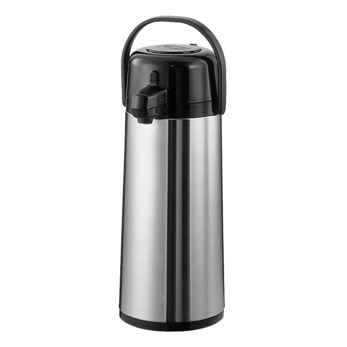 Service Ideas ECA19S Eco-Air Push Button Airpot, Glass Vacuum, 1.9 Liter (64.2 oz.), Brushed Stainless/Black Accents