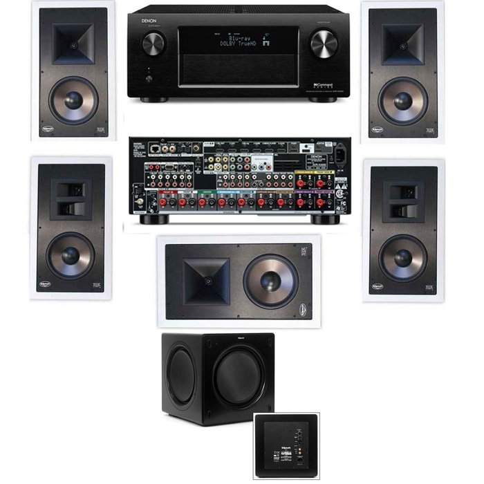 Klipsch KL-7800-THX 7.1 In-Wall-SW-310-Denon AVR-X4000 IN-Command 7.2- White