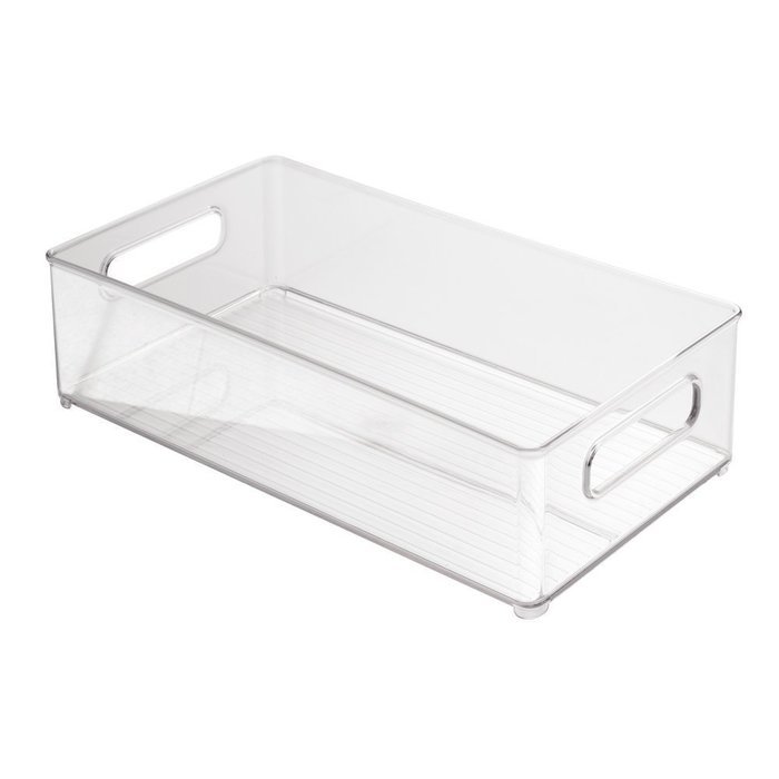 GHMZ Fridge and Freezer Storage Bin,8-Inch by 4-Inch by 14.5-Inch,Clear