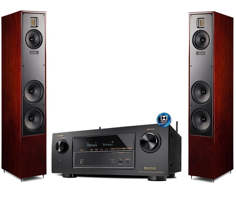 Martin Logan Motion 40 Cherry Floorstanding Speakers with Denon AVR-X2200W A/V Receiver