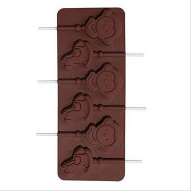 Sher 1PCS Rabbit & Monkey Shape For Chocolate Lollipop Mold, Cake Tools, Cookie , Jelly, Ice Mold Food Grade Silicone N4