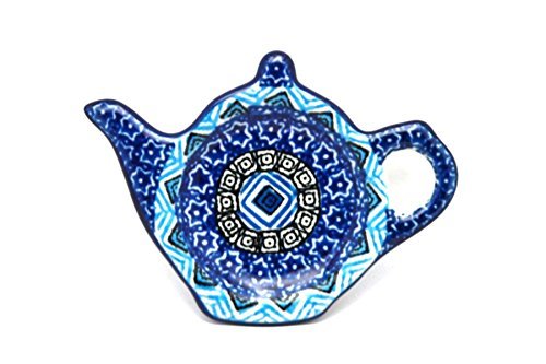 Polish Pottery Tea Bag Holder - Aztec Sky