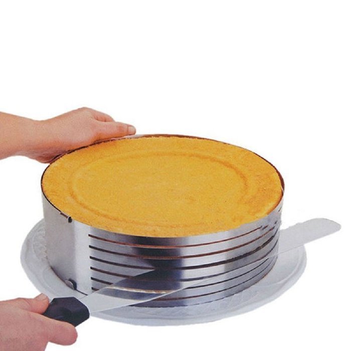 9.6"-12" Stainless Steel Layer Cake Slicer Kit Mousse Slicing Cake Setting Ring N6