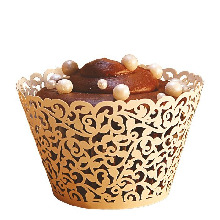 Filigree Regular Cupcake Wrapper, White, 12 pack N6