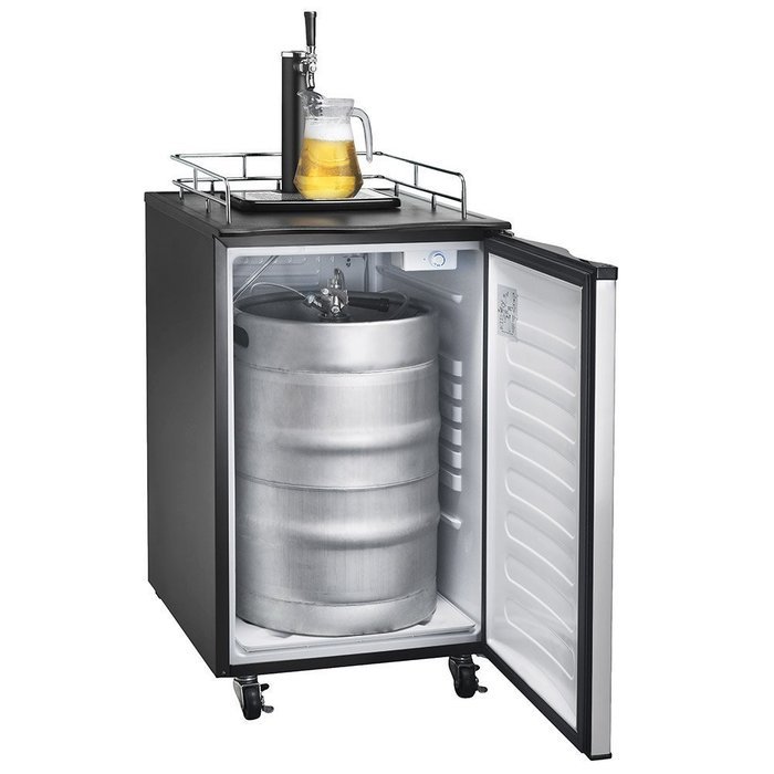 Versonel VSL155TDSS Freestanding Full Keg Kegerator Beer Fridge Dispenser LCD Temp, Black/Stainless Steel N2