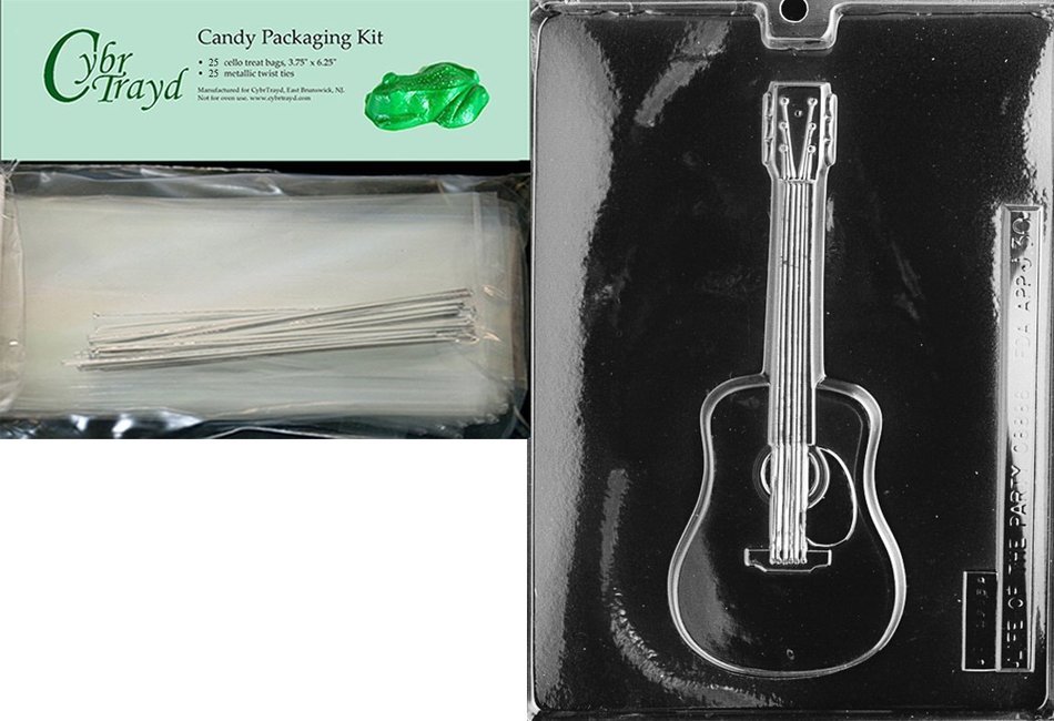 Cybrtrayd J030 Guitar Chocolate Candy Mold with Exclusive Cybrtrayd Copyrighted Chocolate Molding Instructions