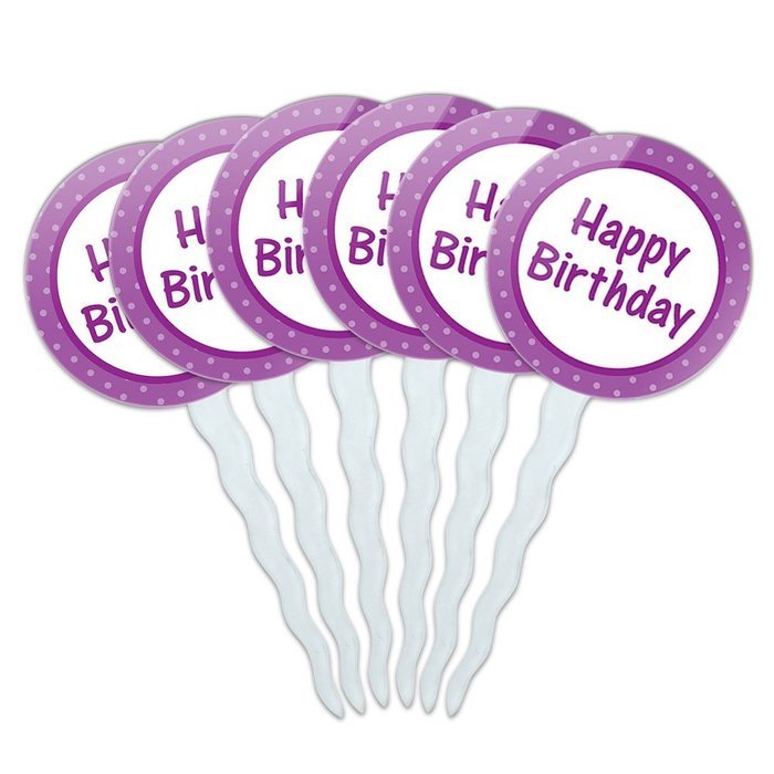 Set of 6 Cupcake Picks Toppers Decoration Birthday Party - Over the Hill Birthday Black Yellow