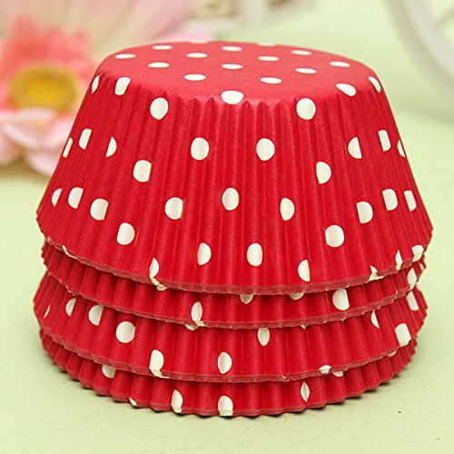 100pcs Red Polka Dot Muffin Cupcake Paper Liners Cups N2