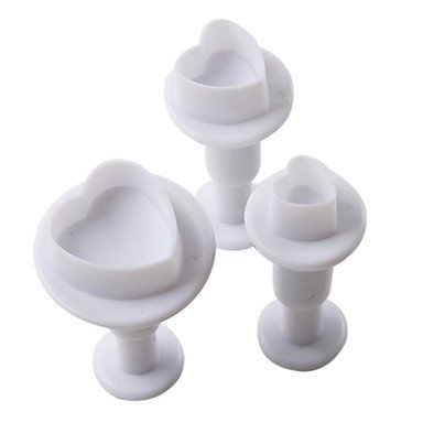 Sher Heart Pattern Cake and Cookie Cutter Mold with Plunger (3 Pieces) N2