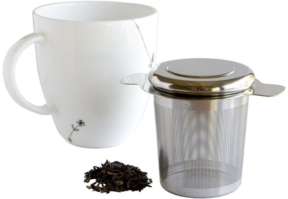 Clairty Brew-in-mug Teapot Extra Fine Mesh Tea Strainer Infuser Steeper with Lid and Handle for Loose Leaf Grain... N8