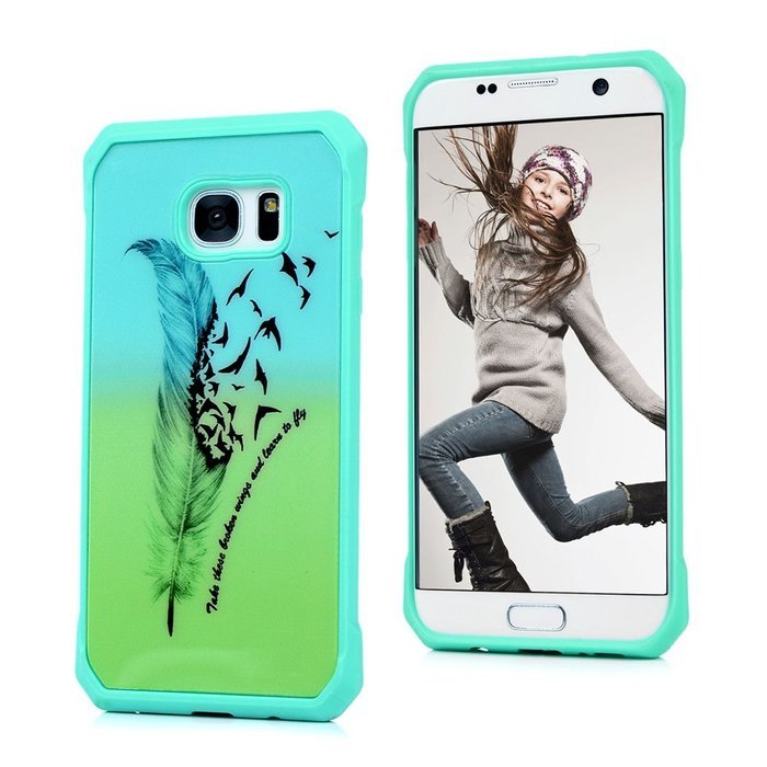 Badalink Galaxy S7 Edge Case Shockproof Drop Protection TPU Bumper Frame + Colorful Painting Hard PC Protective... N18