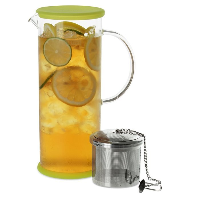 FORLIFE LUCENT Glass Iced Tea Jug with Capsule Infuser, 48-Ounce, Charcoal N13