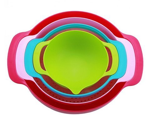 ASIBT 10 Piece Compact Mixing Bowls, Food Prep and Measuring Nesting Set, Multi-Color