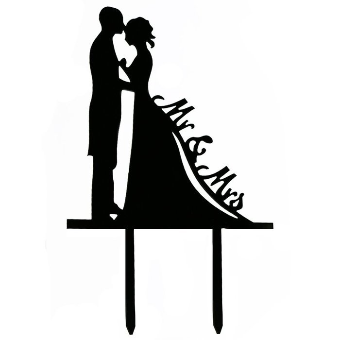 Ecape Wedding Cake Toppers Acrylic Bride and Groom Bridal Cake Toppers with Art Words Mr and Mrs for Cake Decoration N27