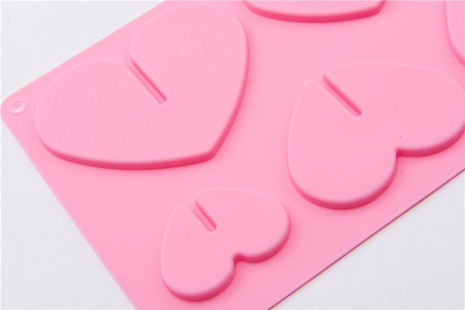 6 Cavity Big&Small Love Heart Shape Silicone Cake Chocolate Baking Mold for Microwave Oven