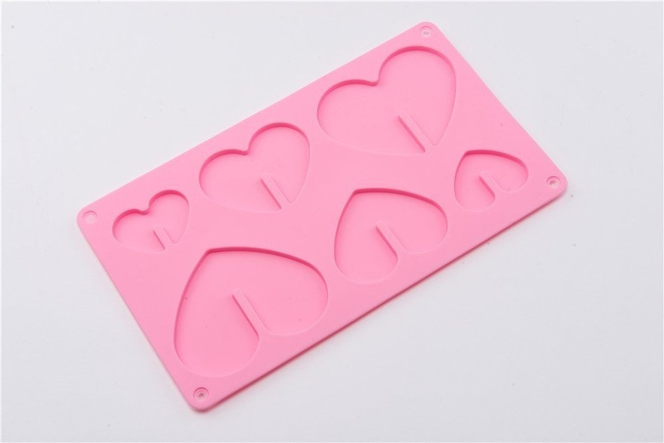 6 Cavity Big&Small Love Heart Shape Silicone Cake Chocolate Baking Mold for Microwave Oven N2