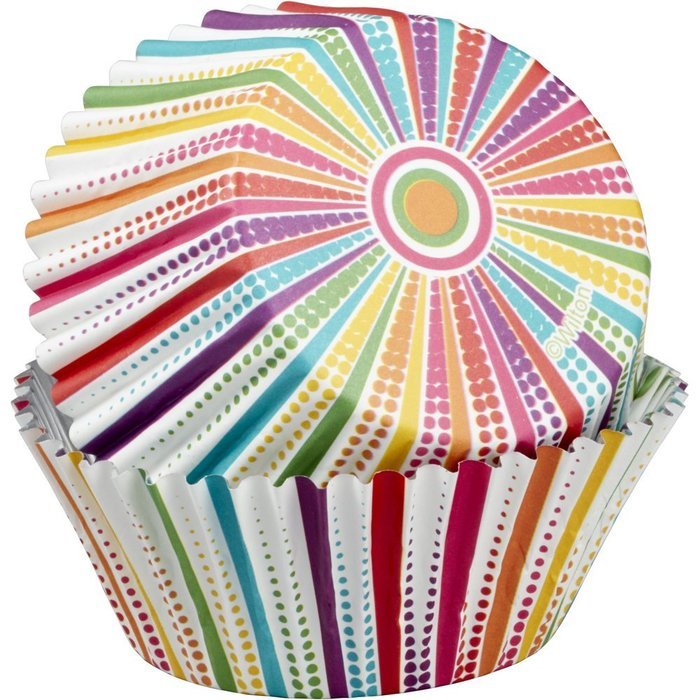 Wilton 415-8770 36 Count Dotted Line Striped Cupcake Liners N2