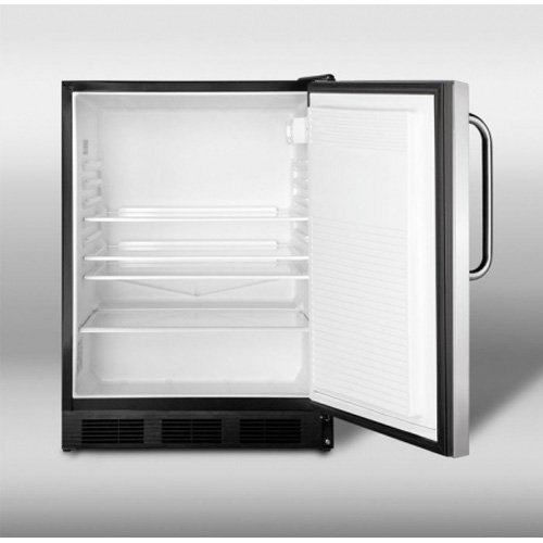 Summit AccuCold FF7B-SSTB 24" 5.5 cu. ft. Commercially Approved Compact Refrigerator with Adjustable Glass Shelves... N6