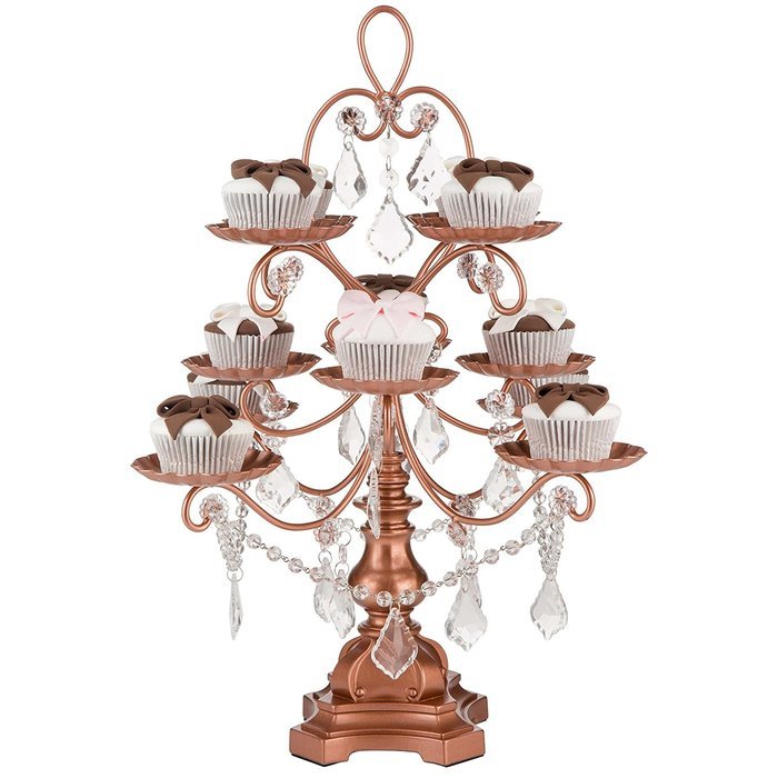 'Madeleine Collection' 12 Piece Cupcake Stand, Dessert Display Tower with Crystal Dangles (White) N14