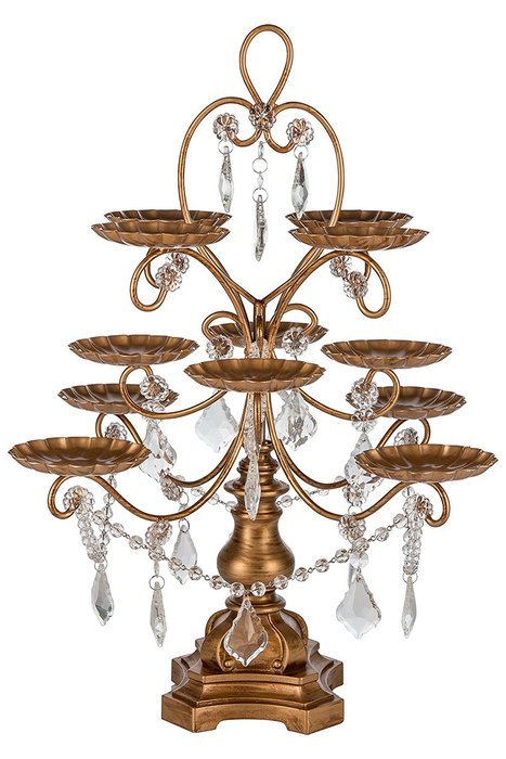 'Madeleine Collection' 12 Piece Cupcake Stand, Dessert Display Tower with Crystal Dangles (White) N15