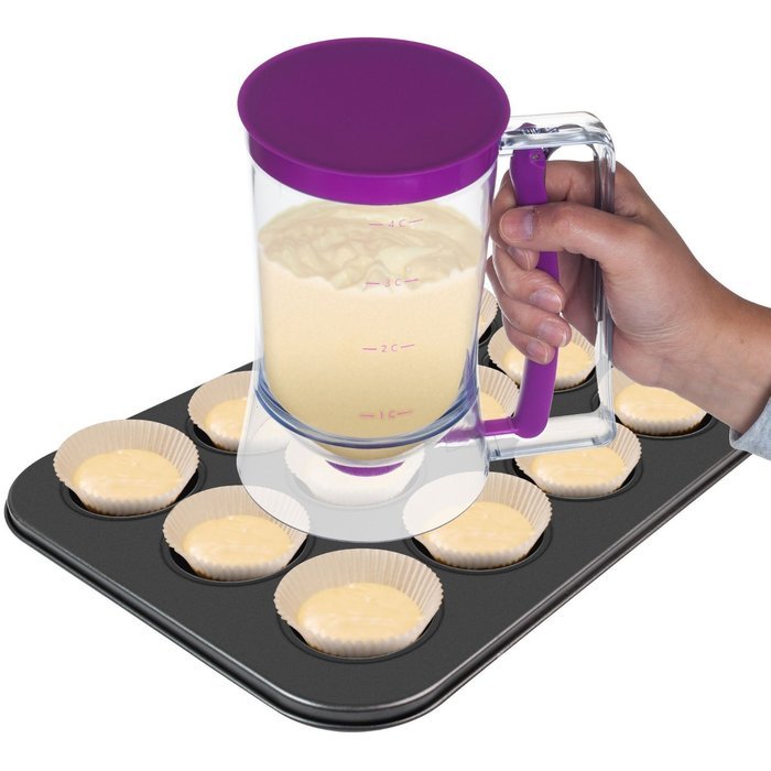 Kitchen Savior Premium Cake Batter Dispenser with Measuring Label for Pancakes, Waffles, Cupcakes, Muffins and...