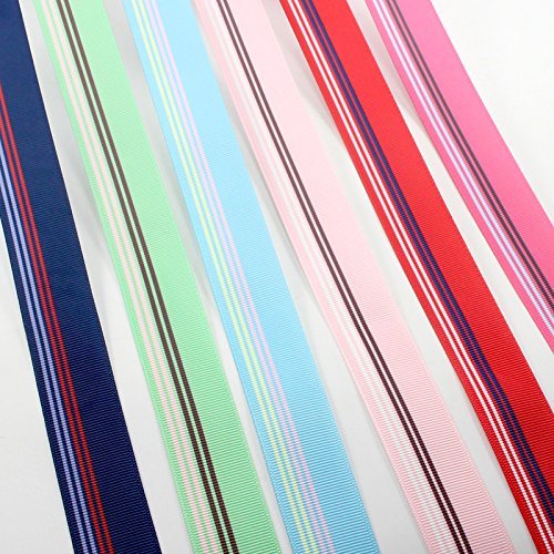 25mm Multi colors option Grosgrain Ribbon Printed patchwork Hairbows Accessory (Red 5y) N3