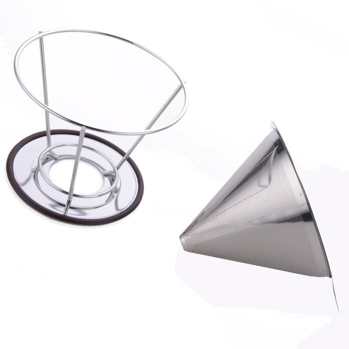 Ziselu Stainless Steel Pour Over Coffee Maker, Filter Cone and Holder, Micro Filter Coffee Dripper and Coffee... N5