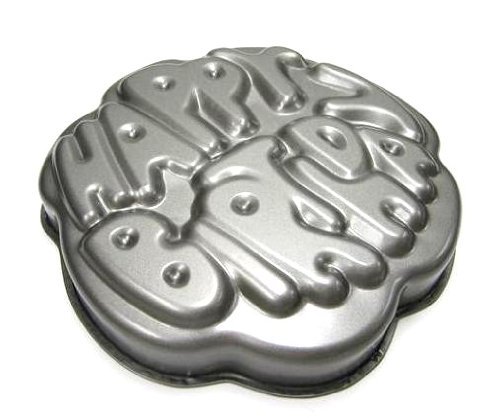 Chloe's Kitchen 203-184 Non-Stick Happy Birthday Cake Pan, Dark Grey