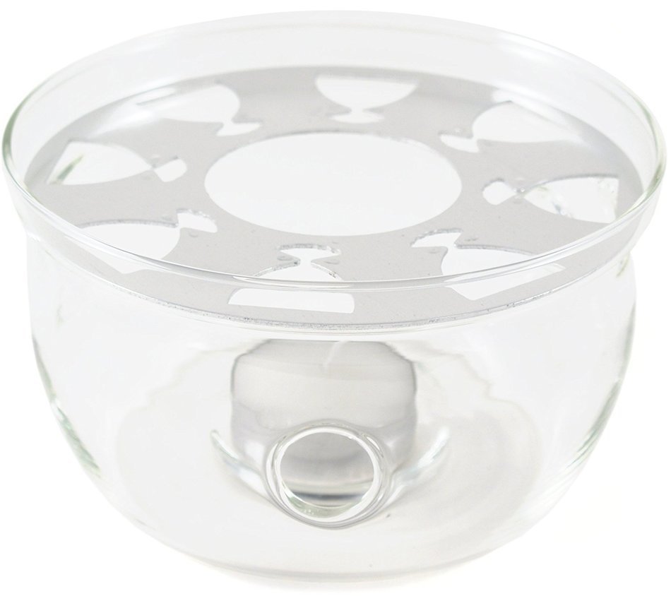 Borosilicate Glass Teapot Warmer with Resting Plate, 4 Inch